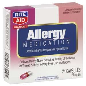  Rite Aid Allergy Medication, 25 mg, Capsules, 24 ct 
