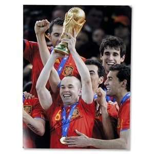  Icons Andres Iniesta Signed Lifting the World Cup Trophy 