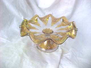 Antique Crystal trim Gold candy dish  