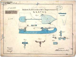 Antique Ice Skates Design Patent   Vintage Print  