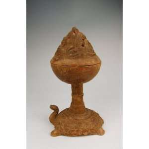Brown Glaze Pottery Incense Burner, Chinese Antique Porcelain, Pottery 