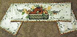 AUTUMN GREETINGS ~ FALL HARVEST Tapestry Table Runner 725734566942 
