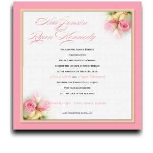   145 Square Wedding Invitations   Rose Pink Baby Twins