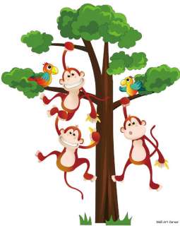 Jungle Monkeys boys Kids Nursery Wall Sticker Decals  