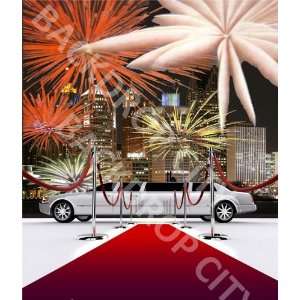  10x20 Urban Fire Works Limo Background Backdrop