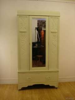 Edwardian Painted Mahogany Wardrobe   With mirror   Shabby Chic C1900 