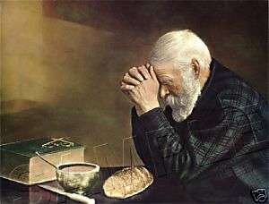 OLD MAN Praying *CANVAS* Christian Art GRACE ~ LARGE  