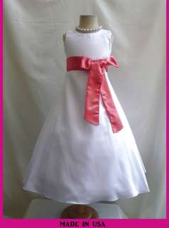 NEW WHITE CORAL FLOWER GIRL WEDDING BRIDAL PARTY DRESS  