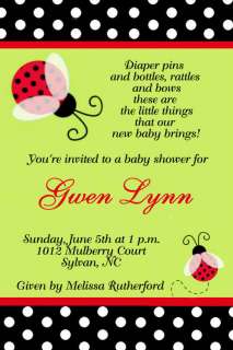 Ladybug Baby Shower Invitations Set of 15 w/ envelopes  