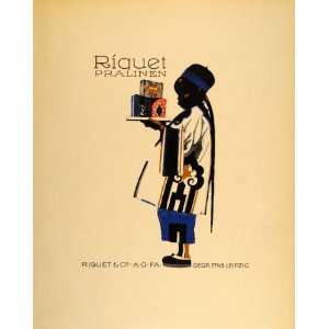  1926 Ludwig Hohlwein Riquet Pralinen Black Boy Poster 