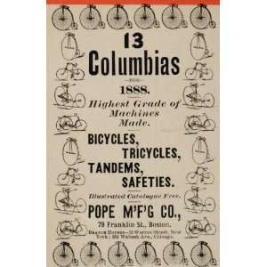   Ad Antique Columbia Bicycle Tricycle Tandem Bikes   Original Print Ad