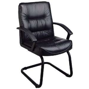 Black Leather Visitor Chair   Office Star   EX8125   Executive Leather 