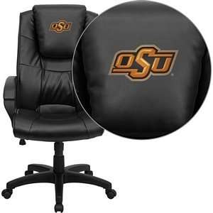   University Cowboys Embroidered Black Leather Executive Office Chair