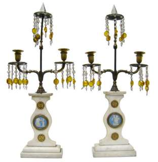 Pair Marble Bronze Wedgwood Jasperware Candelabra  