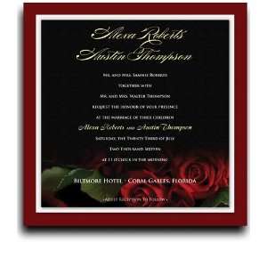  255 Square Wedding Invitations   Red Red Wine Roses 