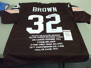   BROWN AUTOGRAPHED CLEVELAND BROWNS STAT FOOTBALL JERSEY, JSA  