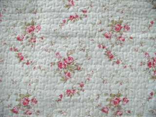 Antique Look French Durham Quilt Pink Red Roses  Abbey Rose Queen 