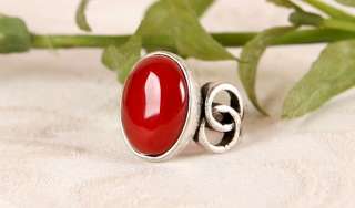 Red Agate Gemstone Silver SP Ring g67  