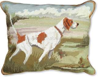 Pointer Dog Decorative Needlepoint Throw Pillow  