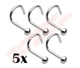18g 316L Surgical Steel Dome Nose Twist Bar Rings  
