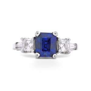  1.60 Ct 18k Emerald Cut Sapphire Ring Jewelry