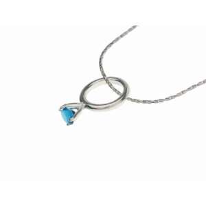  Sterling Silver CZ December Birthstone Ring Necklace with 