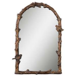   36 Paza, Arch Mirror Distressed Antiqued Gold Leaf With A Gray Glaze