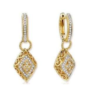    14k Yellow Gold Amazingly Beautiful Diamond Drop Earrings Jewelry