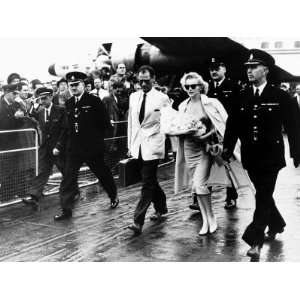 Marilyn Monroe Arriving at London Airport with Husband Arthur Miller 
