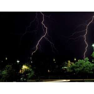 Lightning Storm Above Street, Boulder Premium Poster Print by Michael 