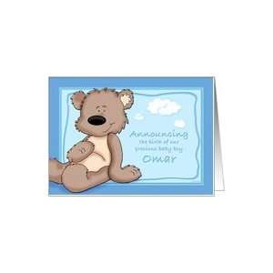  Omar   Teddy Bear Birth Announcement Card: Health 