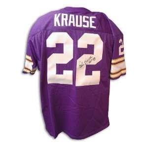  Paul Krause Throwback Vikings Purple Jersey Autographed 