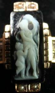   VICTORIAN 14k YELLOW GOLD, 2 FULL FIGURE CAMEO, CUPID & MAIDEN, RING