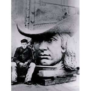 Man Posing with William Penns Head, Philadelphia, Pennsylvania 