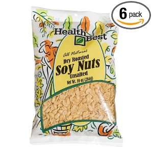 Health Best Soy Nuts Dry Roasted Unsalted, 10 Ounce Units (Pack of 6 