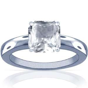    Platinum Emerald Cut White Sapphire Solitaire Ring Jewelry