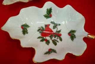 Lefton China Cardinal Leaf Shaped Dishes #2450 EUC  