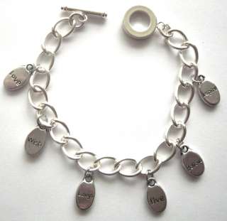 SILVER PLATED CHARM BRACELET WITH SIX INSPIRATION CHARM  