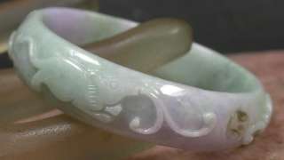 Lavender Natural Grade A Jade Dragon Bangle bracelet 52 316348  