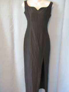Jessica Mcclintock Black Long Dress Slit 7 / 8 Rayon Acetate Perfect 