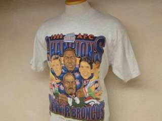 1998 DENVER BRONCOS CARICATURE t shirt JOHN ELWAY, DAVIS, SHARPE 