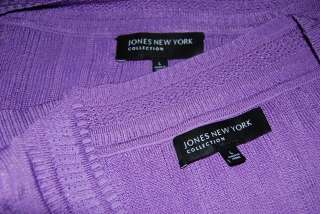 JONES NEW YORK COLLECTION Size L Orchid Purple Twin Set Shell Cardigan 