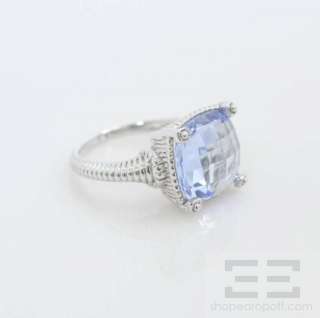 Judith Ripka Sterling Silver & Cushion Cut Blue Quartz Ring Size 7.25 
