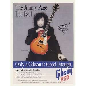  1996 Gibson Jimmy Page Les Paul Guitar Photo Print Ad 