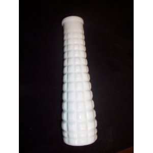    Vintage EO Brody Block Pattern Milk Glass Bud Vase 