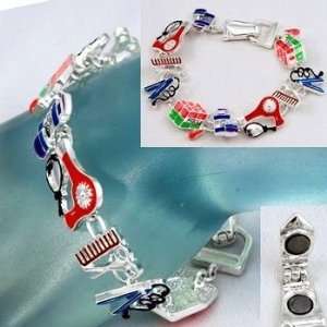 : Hair Stylist Beauty Charm Bracelet Comb Scissors Dryer Hot Rollers 