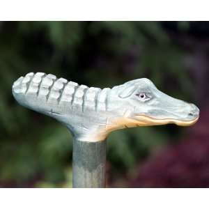  Hand Carved & Painted Wood Alligator Walking Stick Cane 