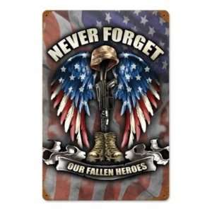  Fallen Heroes Vintage Metal Sign Military Pride