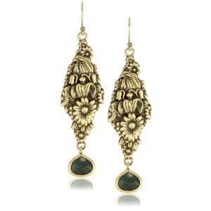 Lucky Brand Hitch Hiker Gold Tone Floral Cluster Drop Earrings