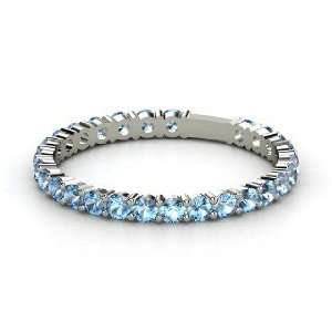 Rich & Thin Band, Sterling Silver Ring with Blue Topaz